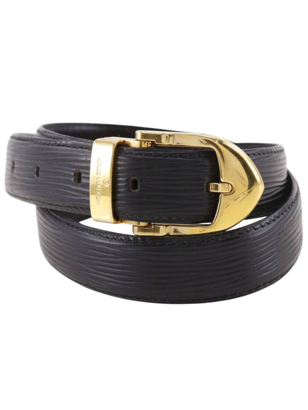 Louis Vuitton Ceinture Classic Epi Leather Black Gold Belt
